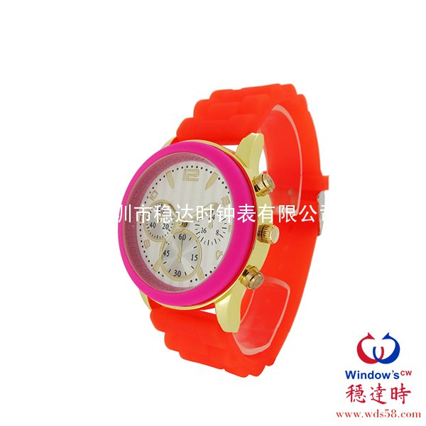 流行红色硅胶带手表
