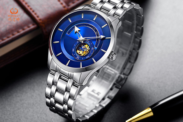 深圳手表厂家定制优质男士时尚腕表 蓝色表面手表