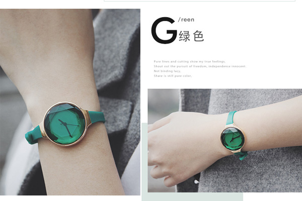 深圳手表厂家批发时尚女士腕表 优质绿色表面个性手表